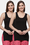 Floret Cotton Camisole (Pack of 2) - Black — thumbnail 1